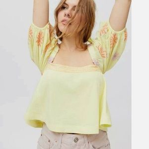 Yellow off the shoulder top urban outfitters